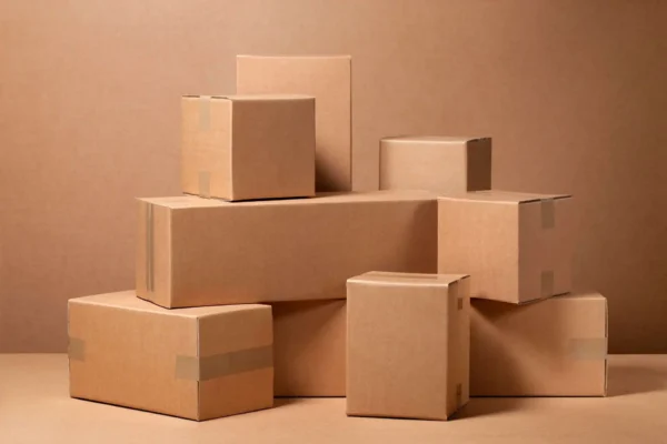 Many Corrugated Boxes are stacked on top of each other.