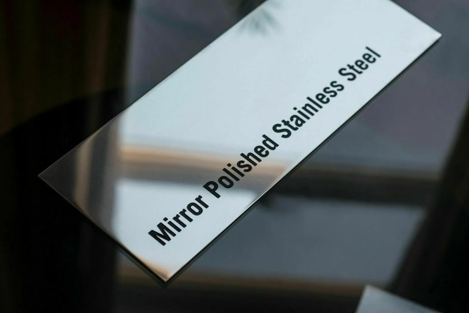 Steel sheet printed with "Mirror Polished Stainless Steel"