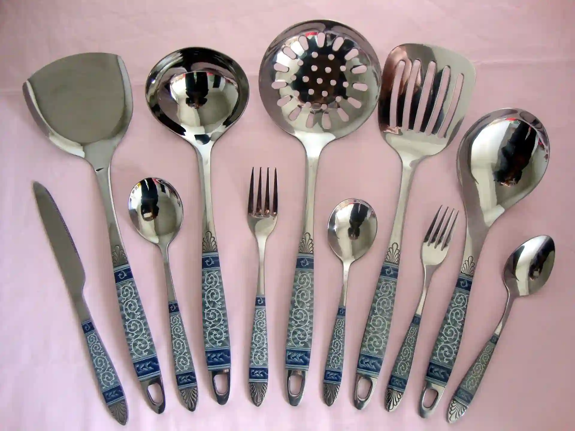 Stainless Steel Utensils with Decals Handle