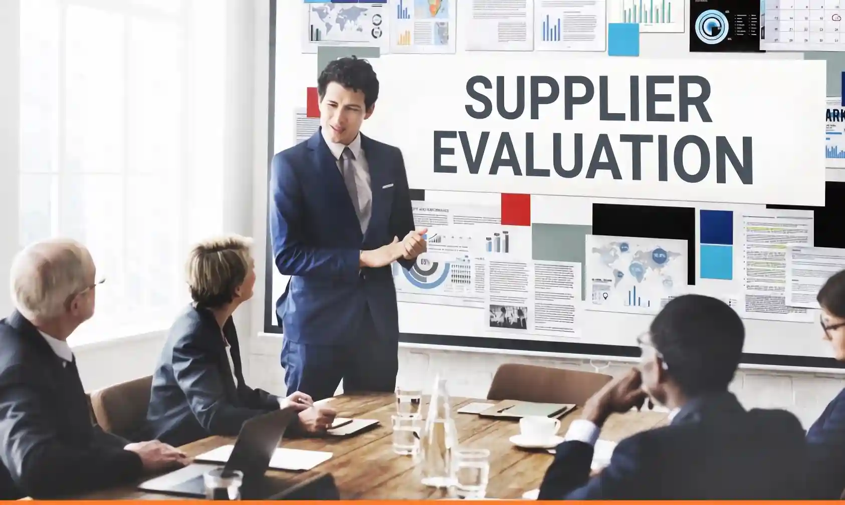 Some people are discussing how to choose the eligible manufacturer in the conference room