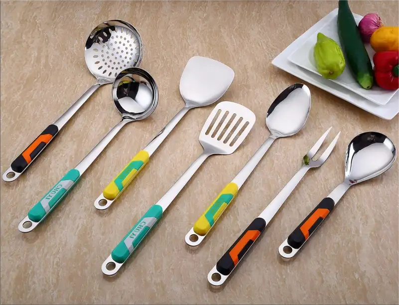 plastic handle stainless steel kitchen cooking utensils