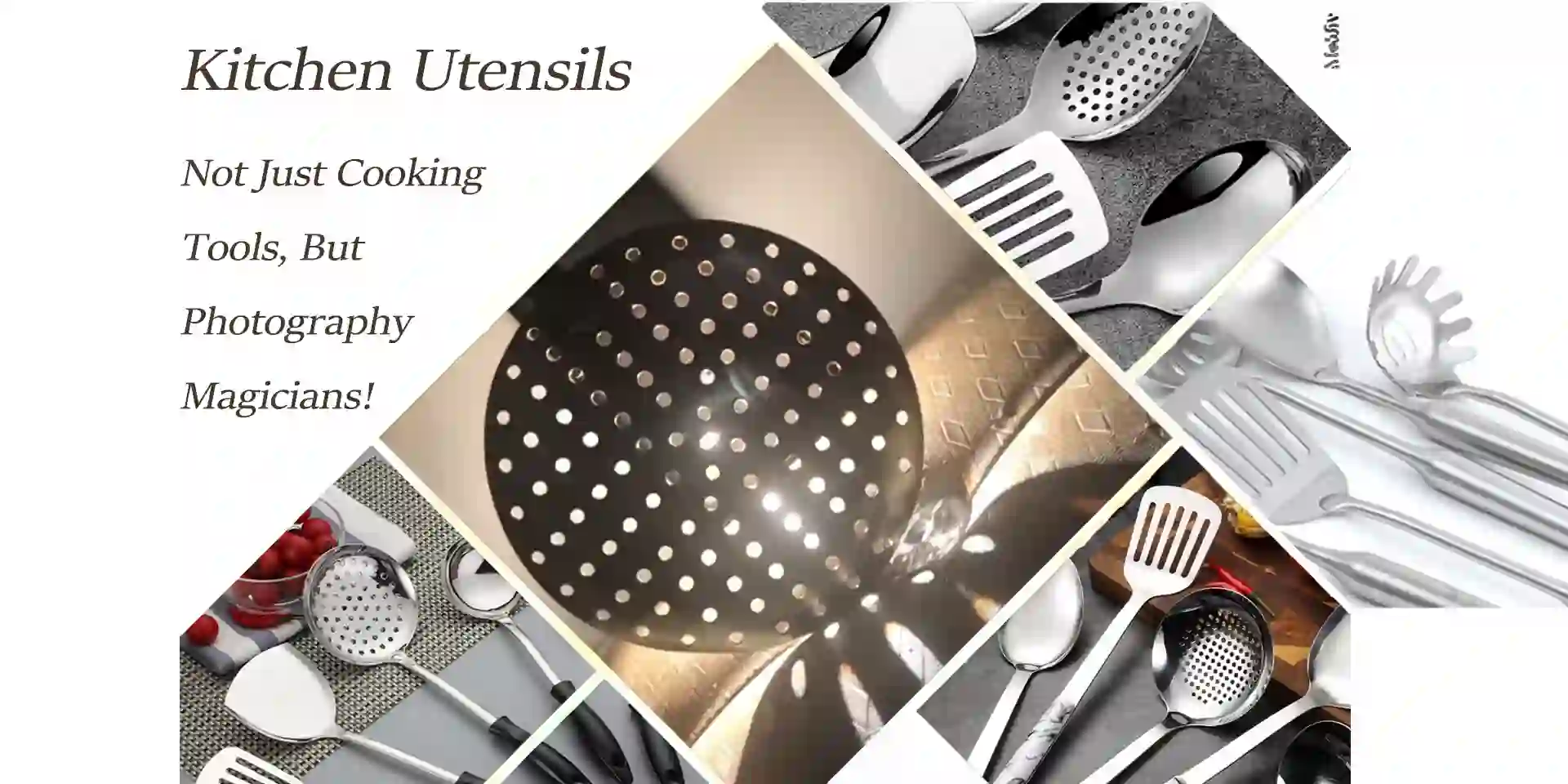 Patchwork combination diagrams of different kitchen utensils images